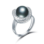 Real Natural Black Pearl Ring For Women,Fashion Jewelry 7-12 mm