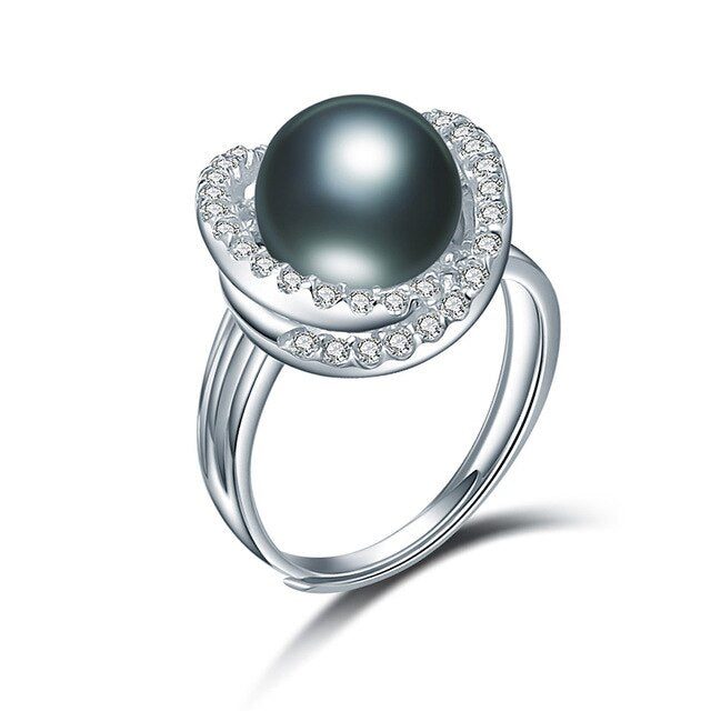 Real Natural Black Pearl Ring For Women,Fashion Jewelry 7-12 mm