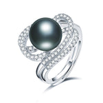 Real Natural Black Pearl Ring For Women,Fashion Jewelry 7-12 mm