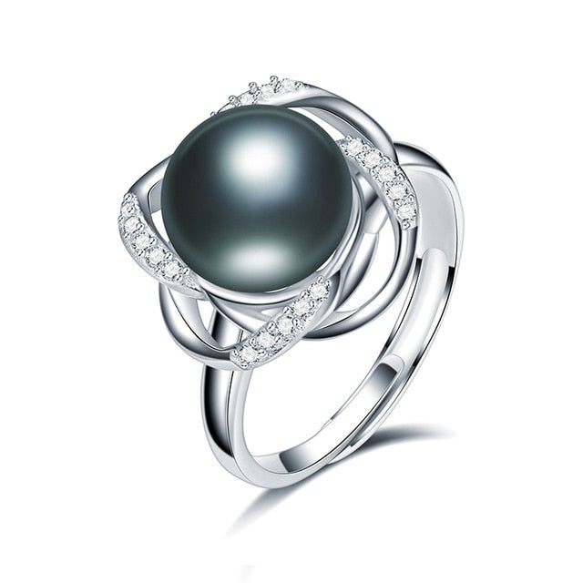 Real Natural Black Pearl Ring For Women,Fashion Jewelry 7-12 mm