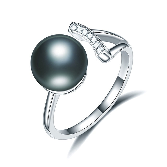 Real Natural Black Pearl Ring For Women,Fashion Jewelry 7-12 mm