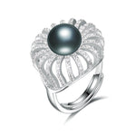 Real Natural Black Pearl Ring For Women,Fashion Jewelry 7-12 mm