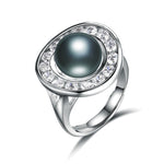 Real Natural Black Pearl Ring For Women,Fashion Jewelry 7-12 mm