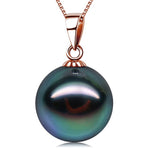 18K Gold Tahitian Black Pearl Pendant for Women