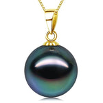 18K Gold Tahitian Black Pearl Pendant for Women