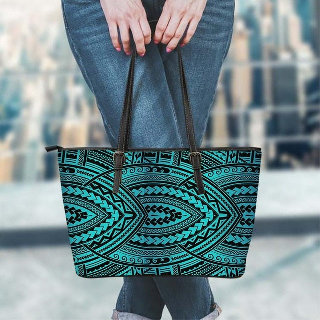 FORUDESIGNS Polynesian Traditional Tribal Print Design Women Handbag Top Handle Bag Tote Beach Casaual Custom Shoulder Bag Mujer