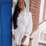 Streetwear women white dress Long sleeve