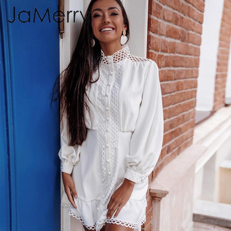 Streetwear women white dress Long sleeve