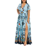 Plus Size 5XL Women Dress Butterfly Print V-Neck