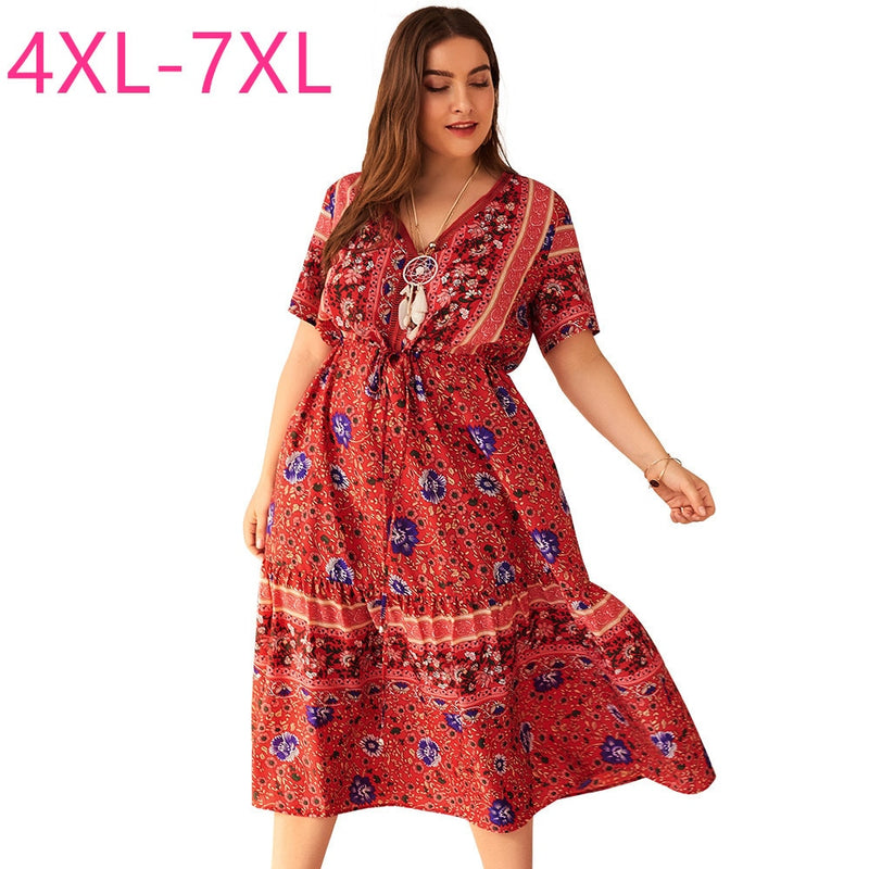 2019 new summer plus size long dress for women