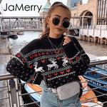 Vintage merry christmas sweaters women long sleeve