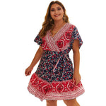 New summer plus size dress for women large short sleeve