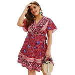 New summer plus size dress for women large short sleeve