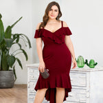 Plus Size Sexy Cocktail Dresses Ruffles V-Neck