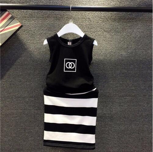 Brand Baby Girls Clothes 2pcs/set Summer Style Vest+stripes Skirt