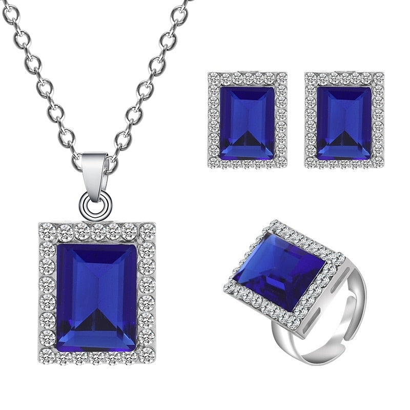 Wedding Jewelry Crystal Bridal Gifts Square sets