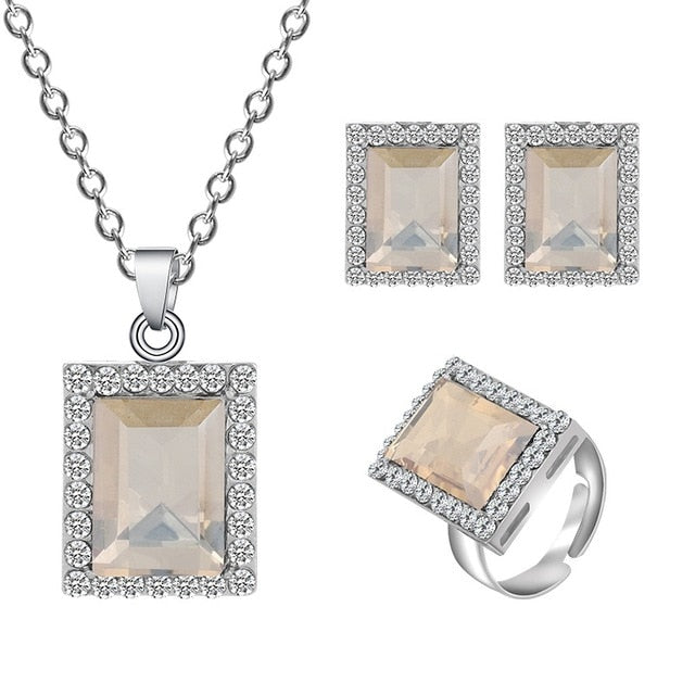 Wedding Jewelry Crystal Bridal Gifts Square sets