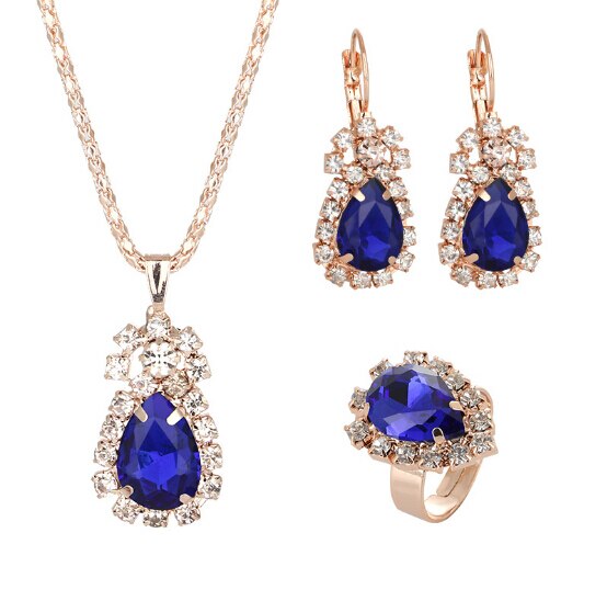 Fashion Waterdrop Shiny Rhinestones Necklace sets