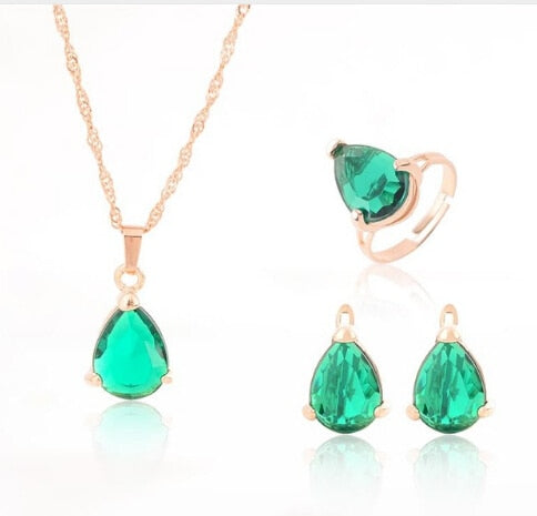 Fashion Waterdrop Shiny Rhinestones Necklace sets