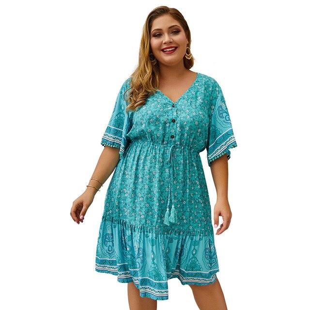 New summer plus size midi dress for women