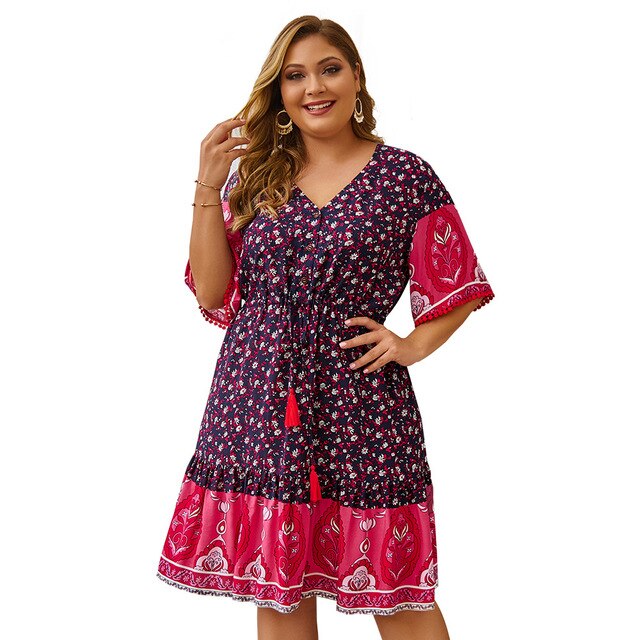 New summer plus size midi dress for women