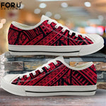 FORUDESIGNS Fashion Flats Vulcanize Shoes Polynesian Traditional Tribal Print Canvas Low Top Shoes Women Casual Sneakers Lace-up