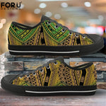 FORUDESIGNS Fashion Flats Vulcanize Shoes Polynesian Traditional Tribal Print Canvas Low Top Shoes Women Casual Sneakers Lace-up