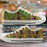 FORUDESIGNS Fashion Flats Vulcanize Shoes Polynesian Traditional Tribal Print Canvas Low Top Shoes Women Casual Sneakers Lace-up