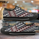 FORUDESIGNS Fashion Flats Vulcanize Shoes Polynesian Traditional Tribal Print Canvas Low Top Shoes Women Casual Sneakers Lace-up