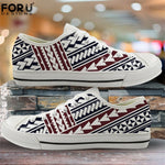 FORUDESIGNS Fashion Flats Vulcanize Shoes Polynesian Traditional Tribal Print Canvas Low Top Shoes Women Casual Sneakers Lace-up