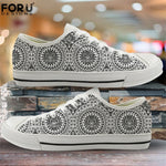 FORUDESIGNS Fashion Flats Vulcanize Shoes Polynesian Traditional Tribal Print Canvas Low Top Shoes Women Casual Sneakers Lace-up