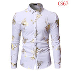 Mens Gold Rose Floral Print Shirts Brand Floral