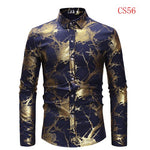 Mens Gold Rose Floral Print Shirts Brand Floral