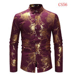 Mens Gold Rose Floral Print Shirts Brand Floral