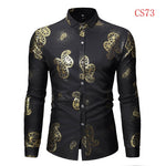 Mens Gold Rose Floral Print Shirts Brand Floral