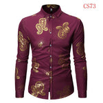 Mens Gold Rose Floral Print Shirts Brand Floral