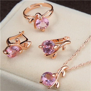 Elegant Gold Color Austrian Crystal Jewelry Set