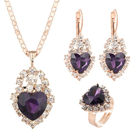 Elegant Gold Color Austrian Crystal Jewelry Set