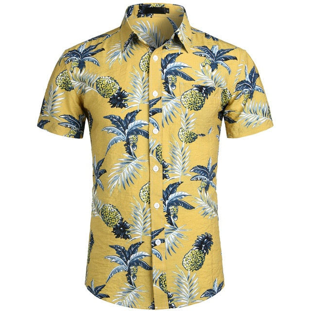 Hawaiian Shirts Mens Tropical Pink Floral Beach Shirt