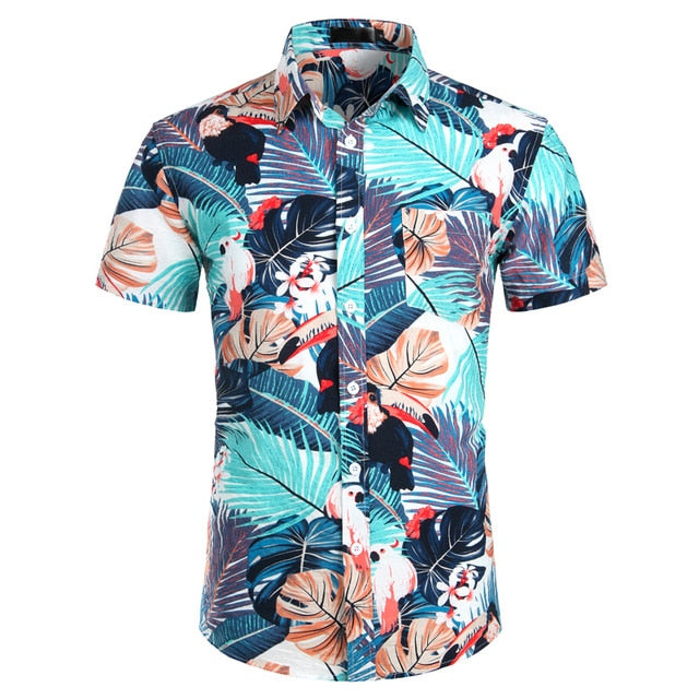 Hawaiian Shirts Mens Tropical Pink Floral Beach Shirt