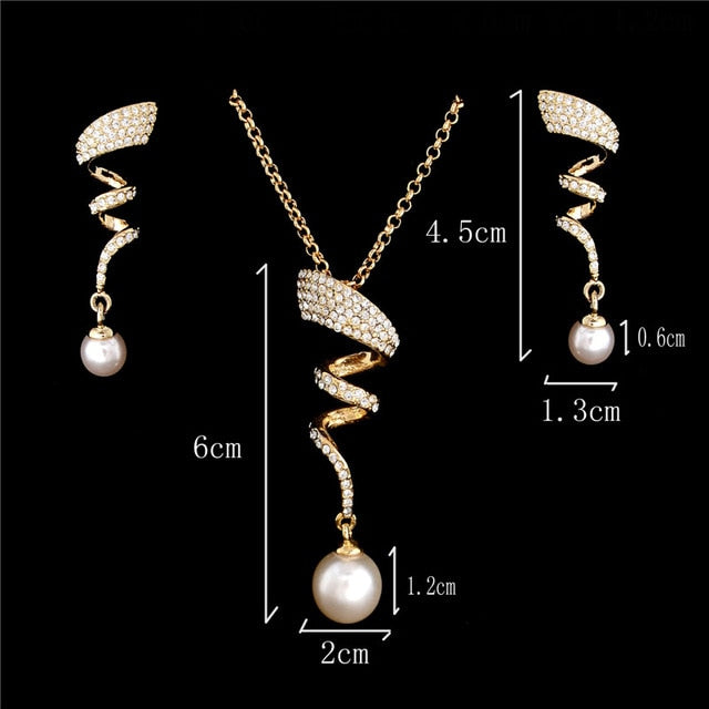 Classic Imitation Pearl necklace Gold Color jewelry set