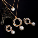 Classic Imitation Pearl necklace Gold Color jewelry set