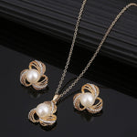 Classic Imitation Pearl necklace Gold Color jewelry set