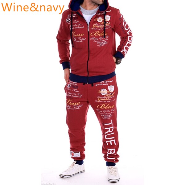 Men Sporting Suit Track Sets Hoodies+Pant Sweatsuit 2 Piece