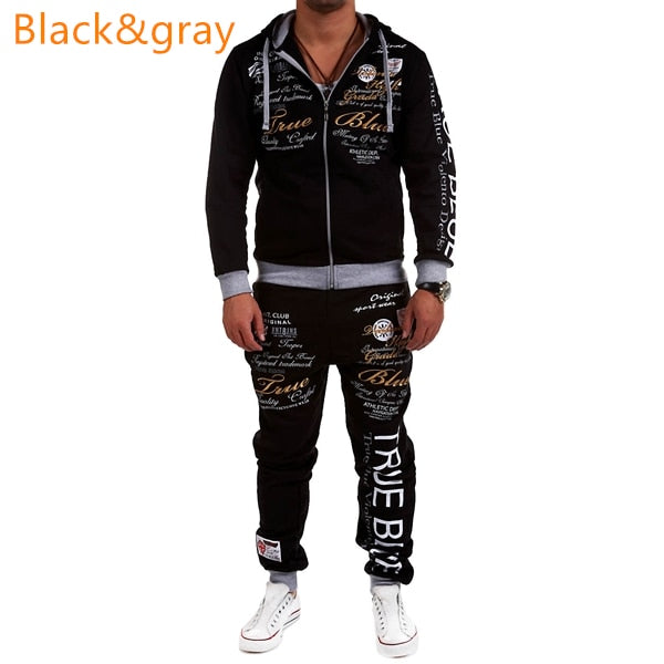 Men Sporting Suit Track Sets Hoodies+Pant Sweatsuit 2 Piece