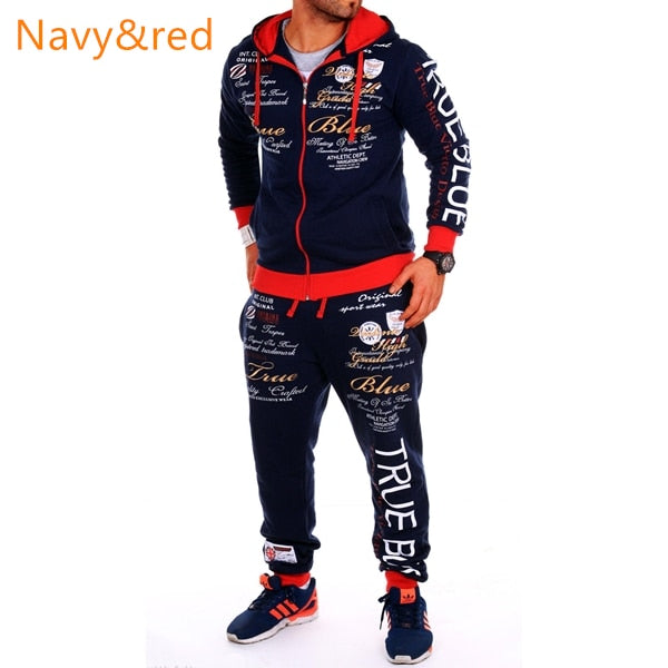 Men Sporting Suit Track Sets Hoodies+Pant Sweatsuit 2 Piece