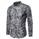 Sexy Snake Pattern Print Shirt Men Brand New Long Sleeve