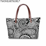 TWOHEARTSGIRL 2Pcs/set Women Handbags&Wallet Polynesian Style Printing Shoulder Bags Ladies Large Tote Bags for Female Bolsa