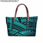 TWOHEARTSGIRL 2Pcs/set Women Handbags&Wallet Polynesian Style Printing Shoulder Bags Ladies Large Tote Bags for Female Bolsa