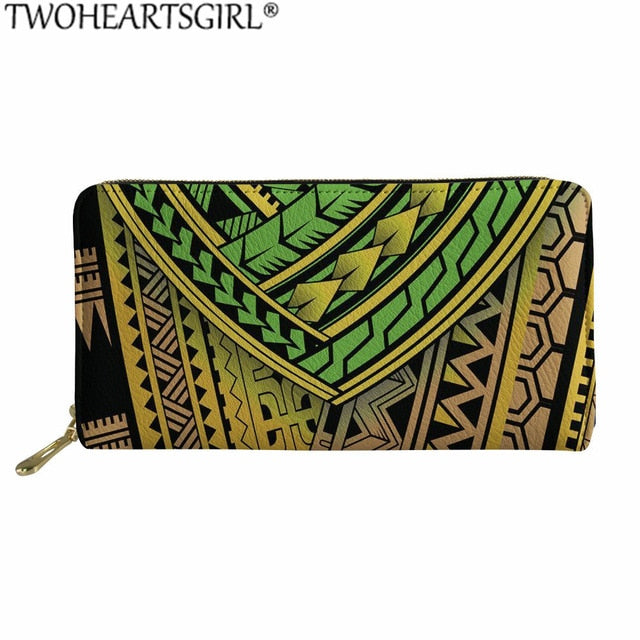 TWOHEARTSGIRL 2Pcs/set Women Handbags&Wallet Polynesian Style Printing Shoulder Bags Ladies Large Tote Bags for Female Bolsa